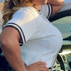 Sincerely Jules White Sweater with Black Accents